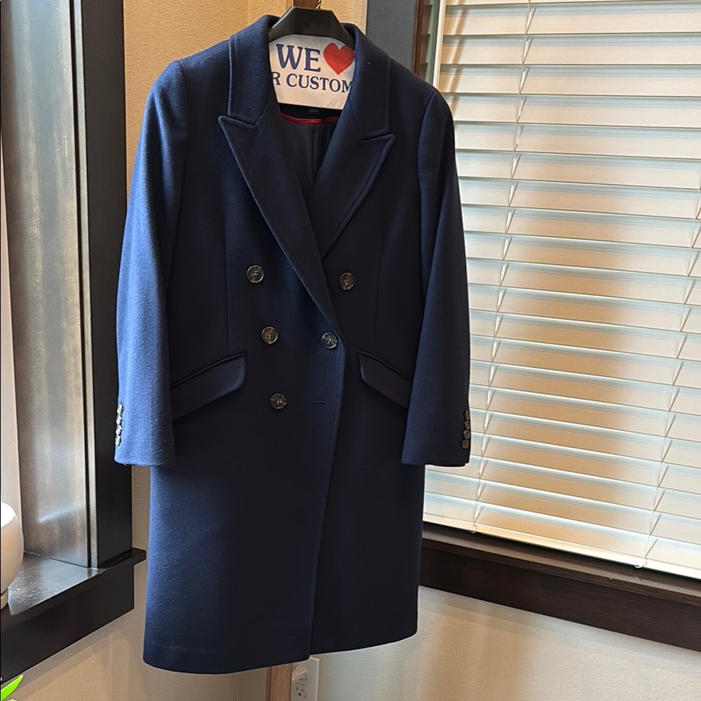 J. Crew Blue Pea Coat Classic Double-Breasted Design